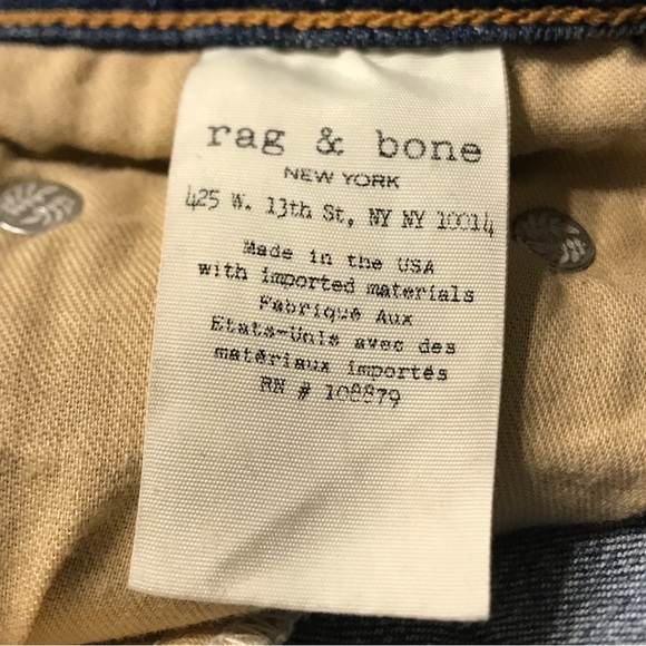 Rag & Bone Dive High-Rise Colorblock Capri Jeans, Indigo Olana Size 27 - Picture 11 of 11